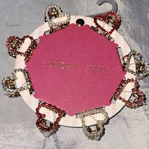 Heart Hair Clips Set - Red, Pink, Clear and Gold Detail Gem, Pearl Brand New Ls